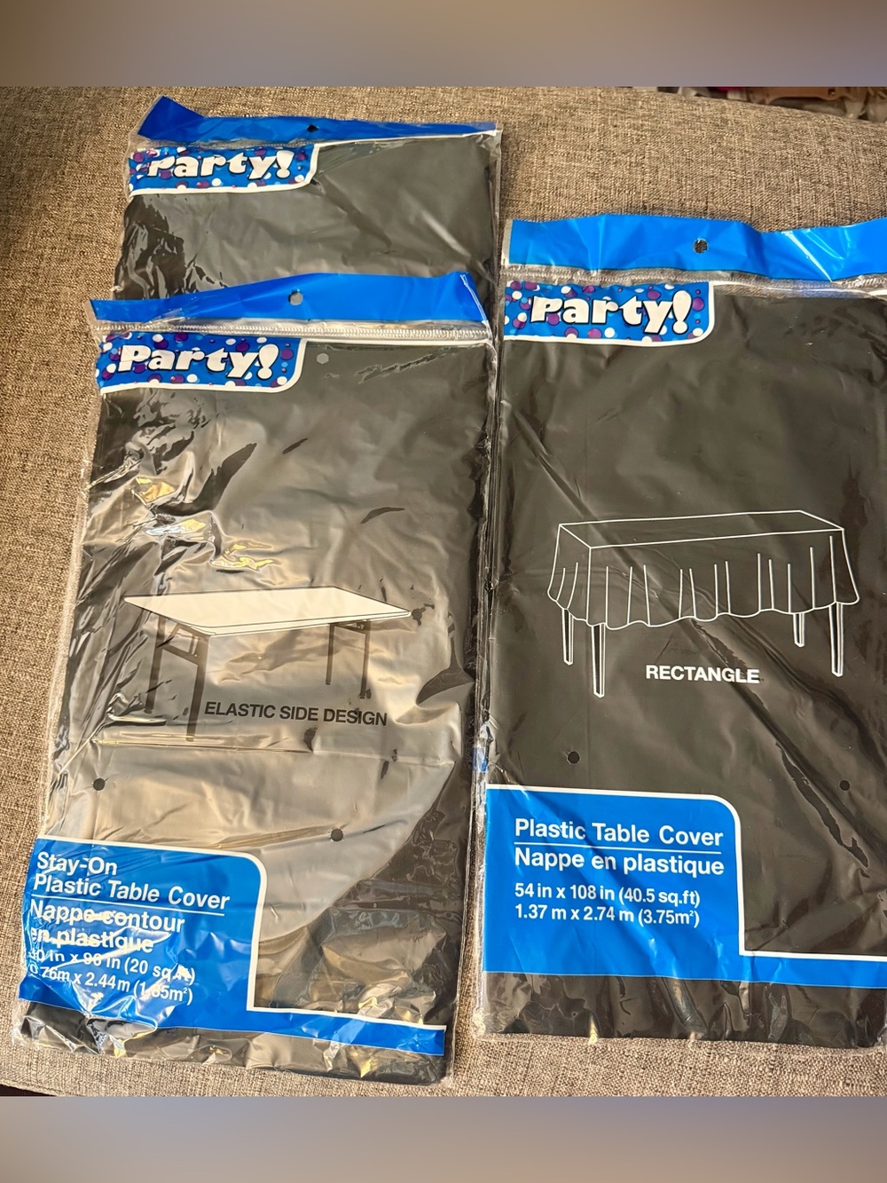 3 Pc Black Tablecloth Party Bundle New